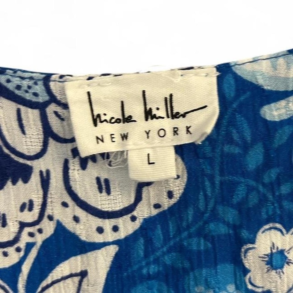 Blue Floral Two-Piece Set Womens Large Top & Small Pants Resort Beach Pool - Picture 2 of 8